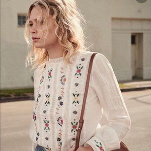 NWT Sezane Sandy Blouse with Embroidery - 4
